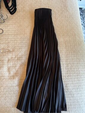 Black pleated maxi skirt